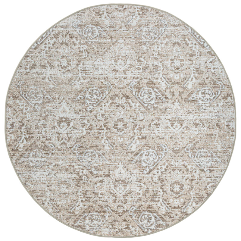 Aidy 1244 Transitional Abstract Beige Area Rug, Round 7'10" 