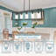 5-Lights Kitchen Island Lighting, Modern Linear Chandelier With Seeded Glass, Black Industrial Dining Room Light Fixtures Over Table Farmhouse Ceiling Pendant Lights