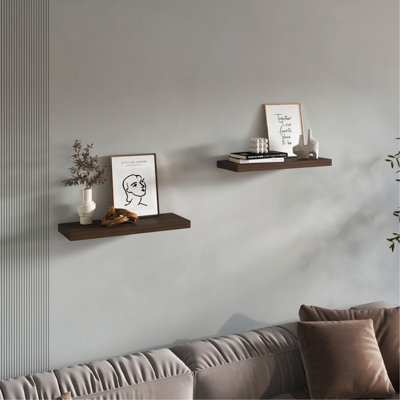 Tablettes flottantes, chêne foncé, 2 tablettes, H 1,50 po