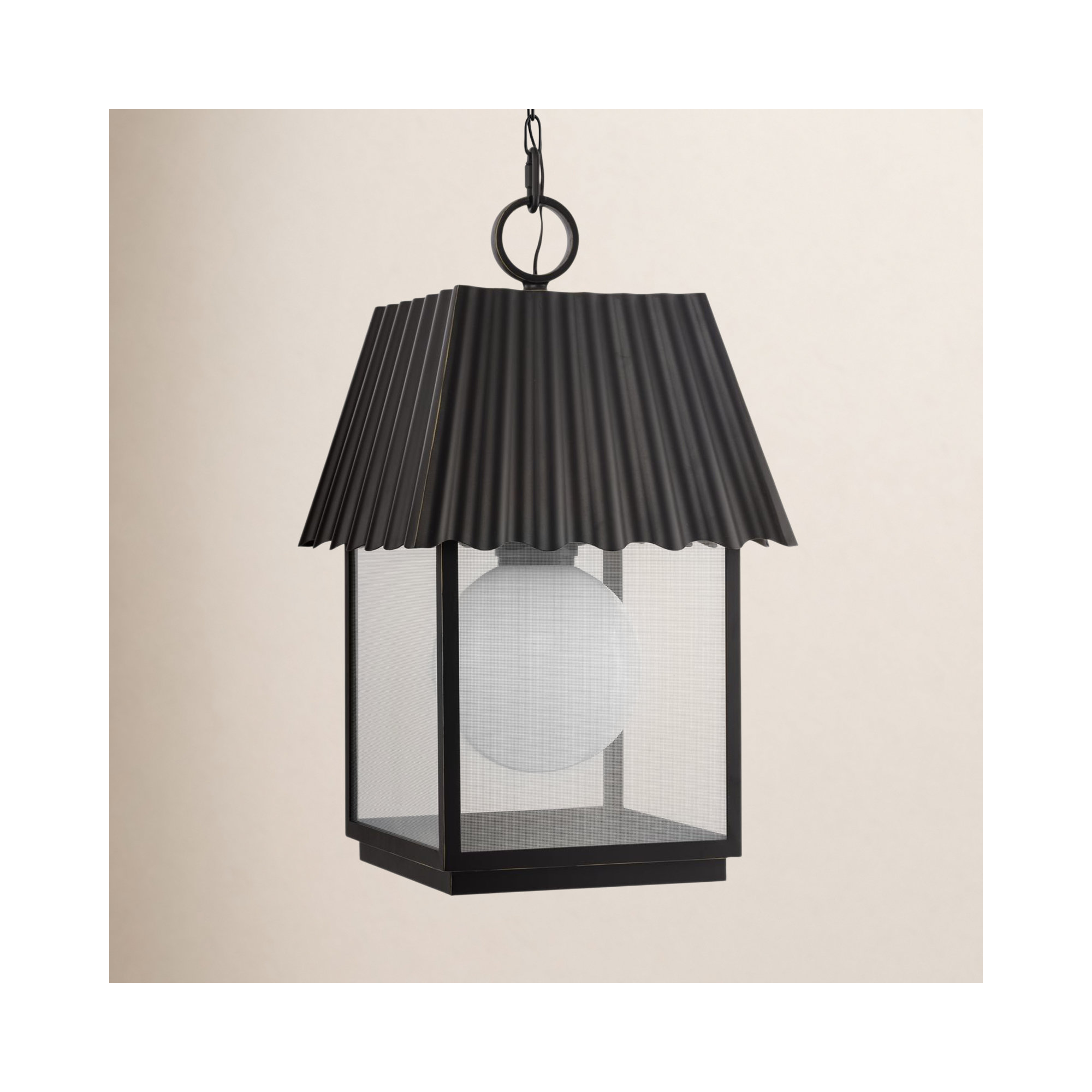 Godin Transparent Outdoor Metal Hanging Lantern, Oil Rubbed Bronze