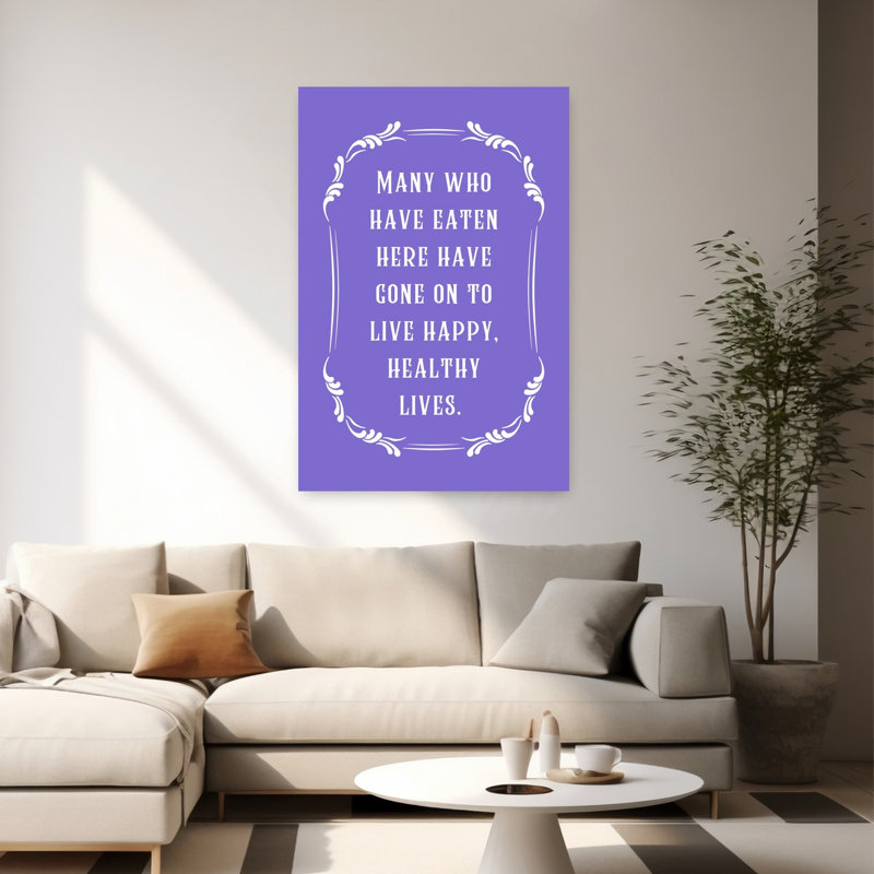 Happy Happy Lives, citation, impression élégante rétro contemporaine violette, 60" H x 40" W