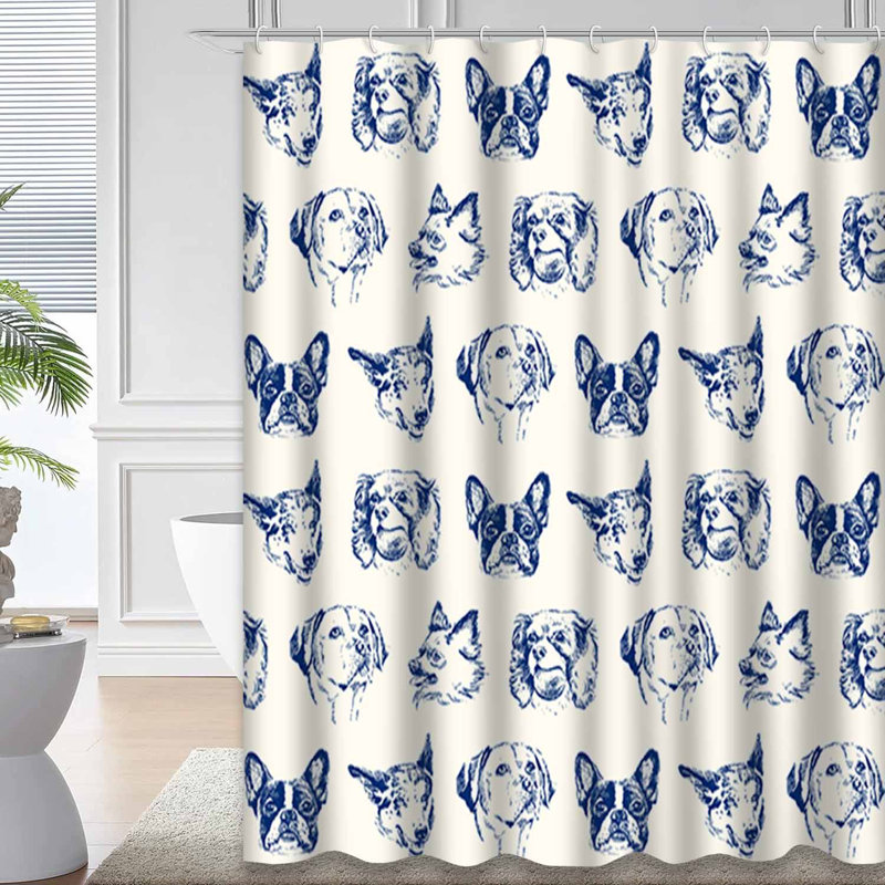 Rideau de douche avec 12 crochets Dogs, 72" L x 72" W