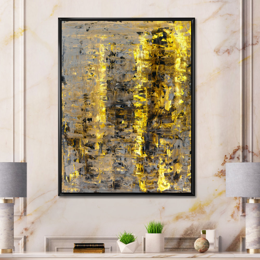 " Yellow Meets Gray Abstract Art II " East Urban Home 