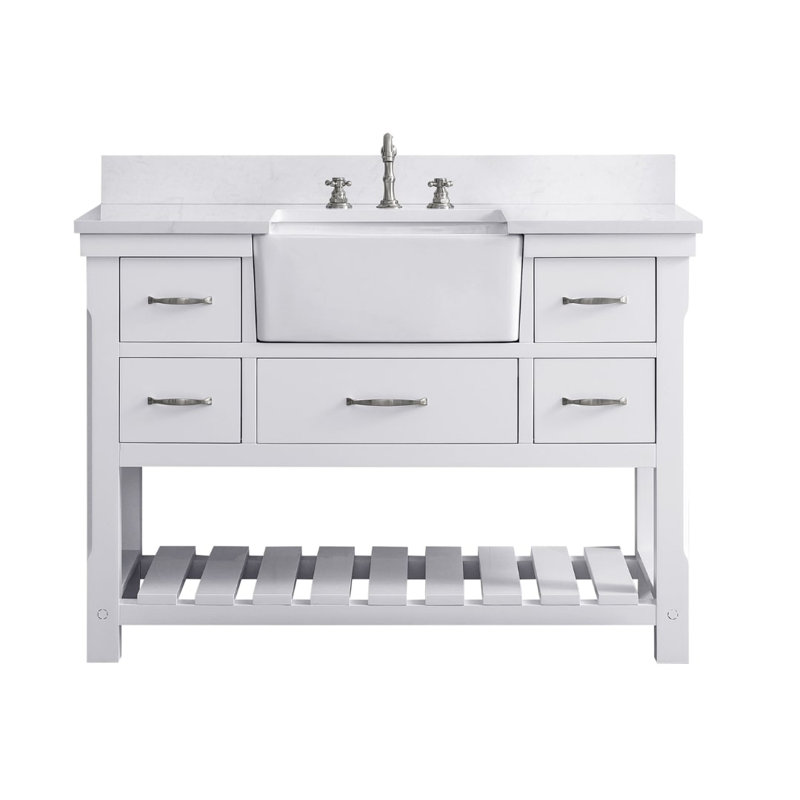 Ensemble de meuble-lavabo simple 48 po Curiel, Blanc / nickel brossé