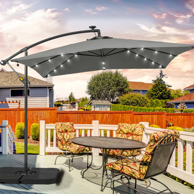 8'2" x 8'2" Square Lighted Cantilever Umbrella