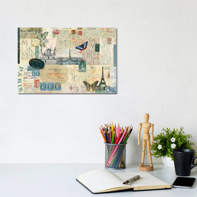 Postcards Of Paris I by Sandy Lloyd - Wrapped Canvas Print
