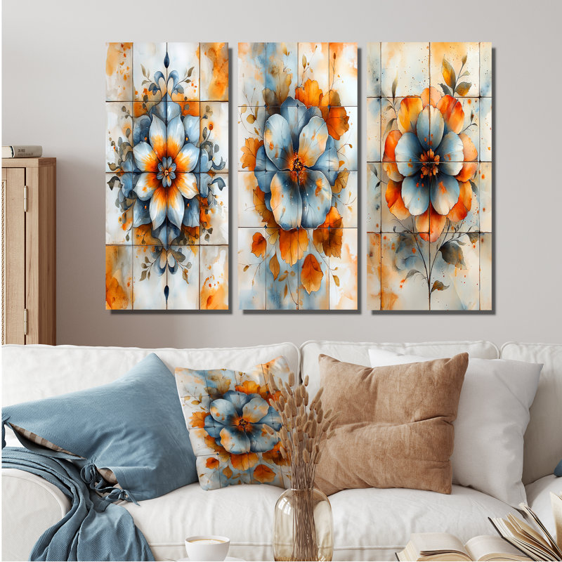 Azulejo Artistry Boho Tiles I - Collection d'art mural Boho Tiles, Toile tendue, H 28 po x l 36 po, Ne s’applique pas