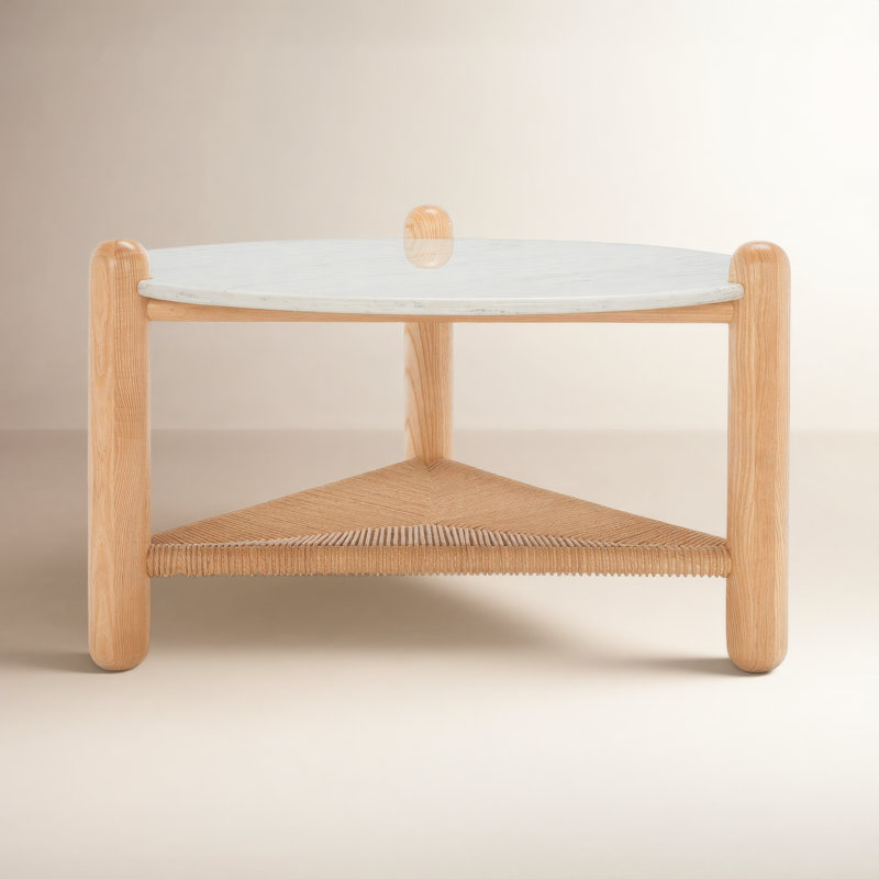 Trish Coffee Table, Natural, Marble White