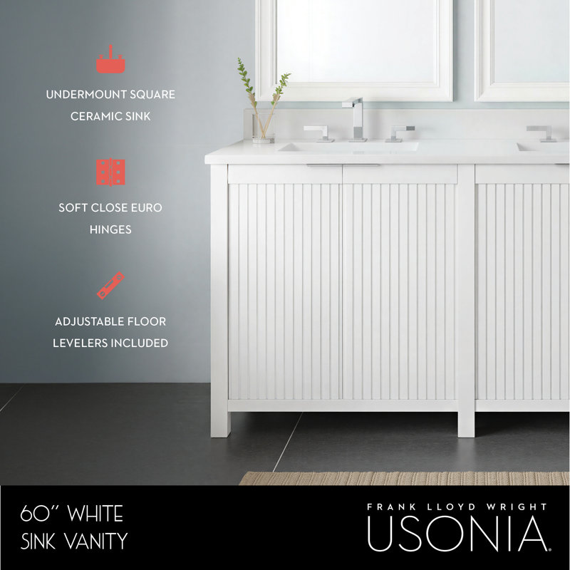 Through Lines 60" Double Bathroom Vanity, White