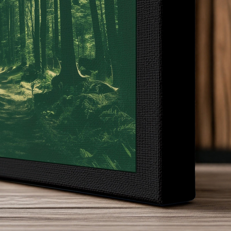 Path Through the Pines Scandinavian - Wrapped Canvas, 18x12 - 45.7 x 30.5 cm, Black Border