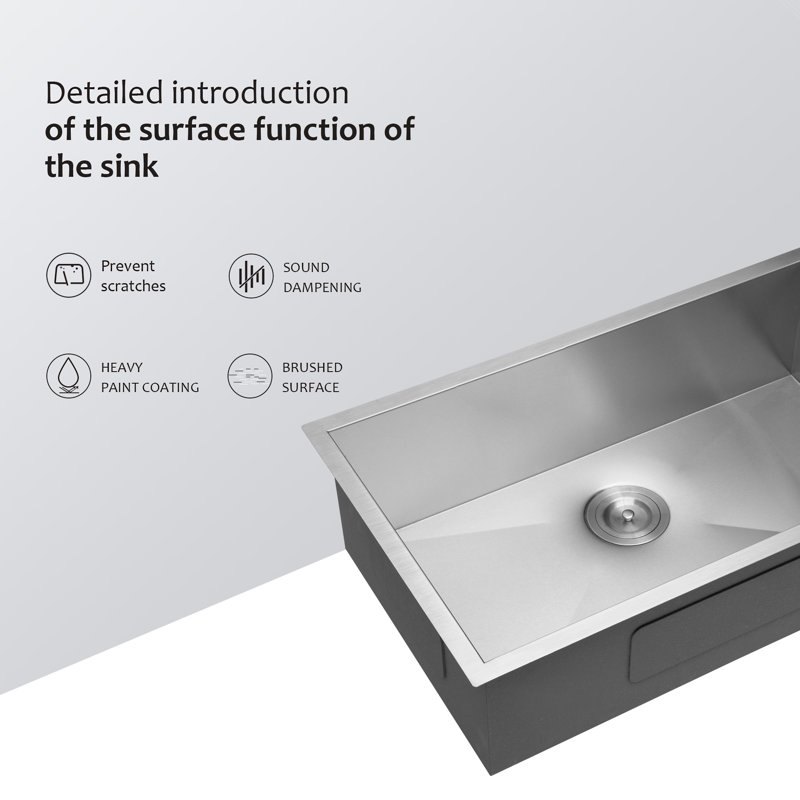 Évier de cuisine encastrable 32 po - 32 po x 19 po x 9 po, évier de cuisine en acier inoxydable encastrable à profondeur unique de calibre 16 de 9 pouces