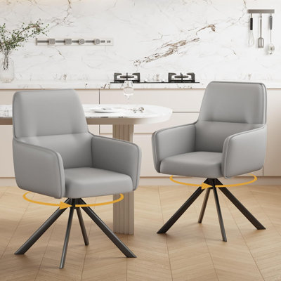 Simple Solid   Dining Chair with Armrests