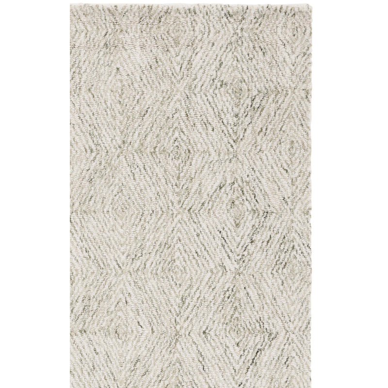 Tapis géométrique en laine / coton touffeté à la main Stavro, Carré 6 pi