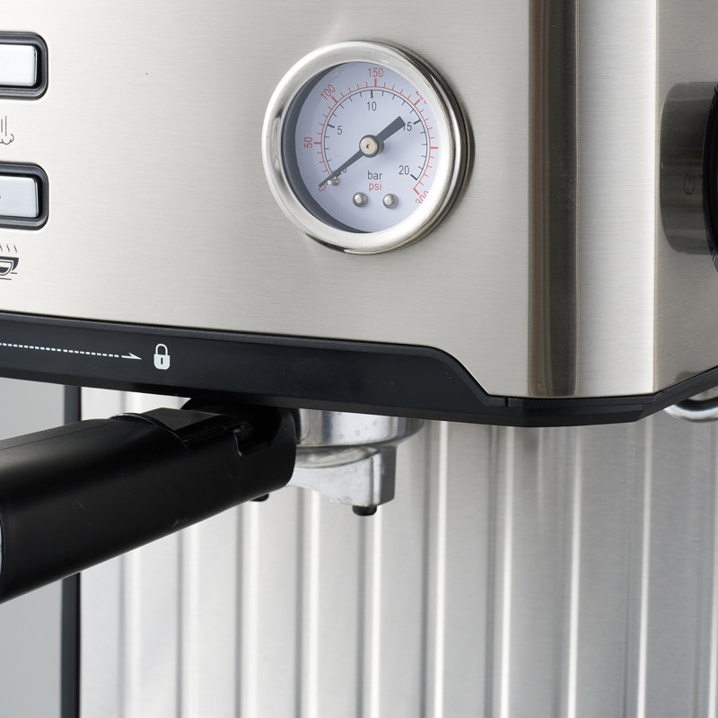 850W 430 Stainless Steel Espresso Machine with Pressure Gauge & Adjustable Steam System