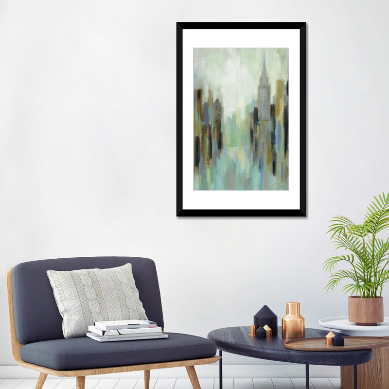 «New York Morning II», impression sur toile, H 32 po x l 24 po x P 1 po, Papier d'art encadré noir, Blanc