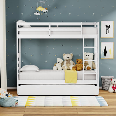 Garnik Solid Wood Twin Over Twin Bunk Bed and Trundle