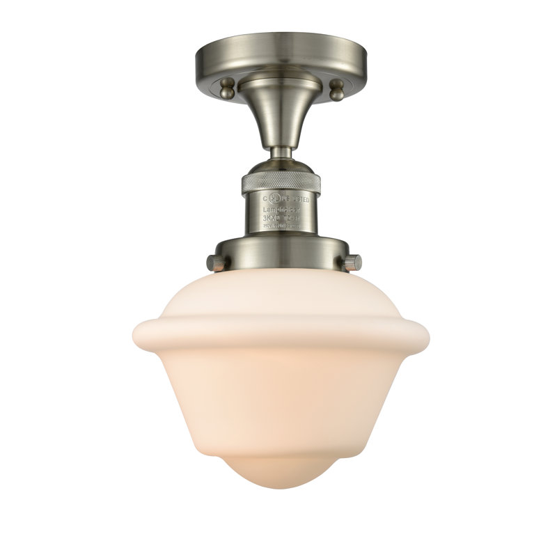 Plafonnier semi-encastré de style école simple 7,5 po Arlean, Boîtier blanc mat, Ampoule non incluse, Or satiné