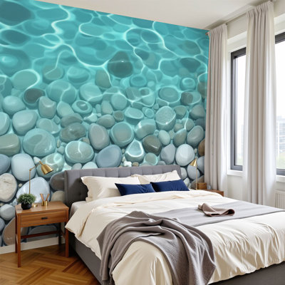 Peel and Stick Wallpaper Smooth Under Clear Shallow Water Sunlight Reflections Wall Murals 100"H x 144"W Removable PVC Wall Paper Self-Adhesive Wall Decor for Bedroom Living Room Home Office
