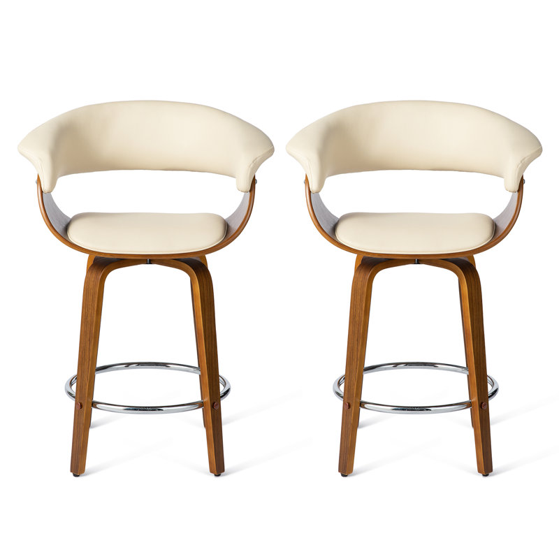 Tabouret de bar Tavar, Crème, Tabouret de comptoir (siège d'une hauteur de 24,2