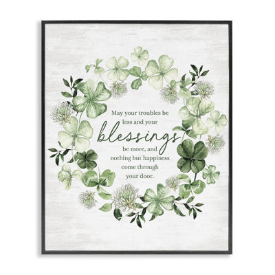 «Clover Wreath Blessing», art de la giclée encadrée par lettré et doublé
