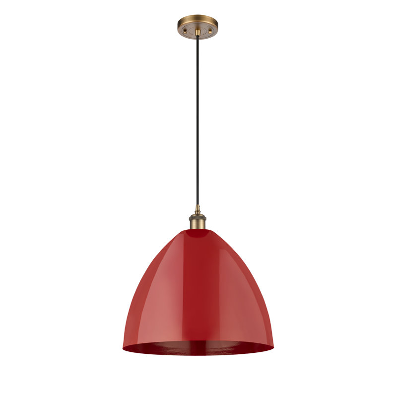 Luminaire suspendu conique 1 lumière, Rouge, gris