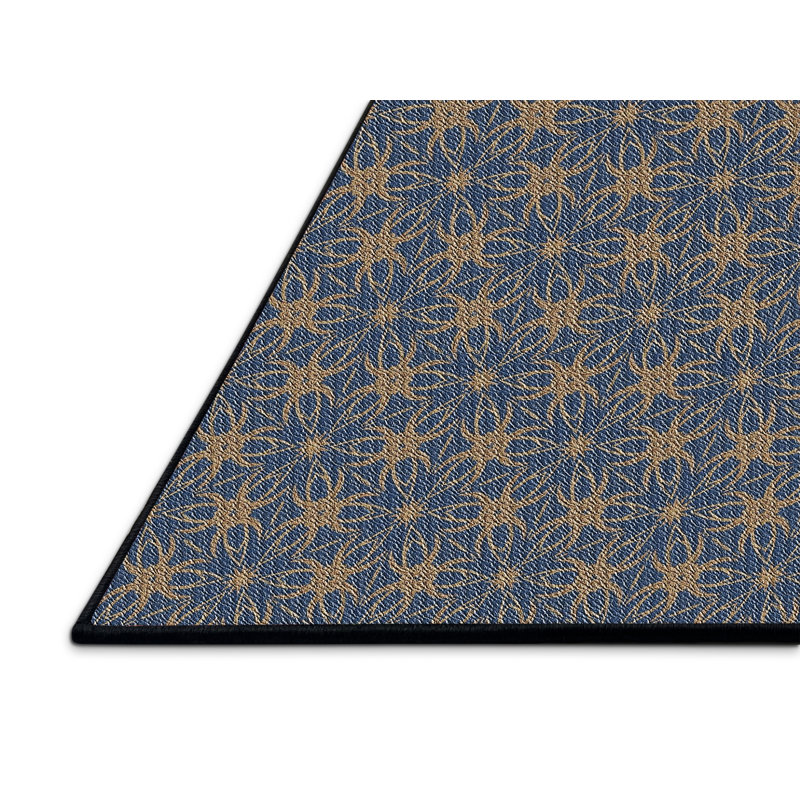 Tapis jaune/bleu marine à motifs Hinojosa, Rectangle 5 pi x 7 pi