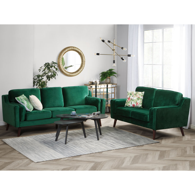 Forsyth 3 Seater Velvet Sofa, Green