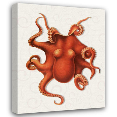 «Breakwater Bay Fab Funky», reproduction d'art sur toile tendue: Octopus 4 - orange