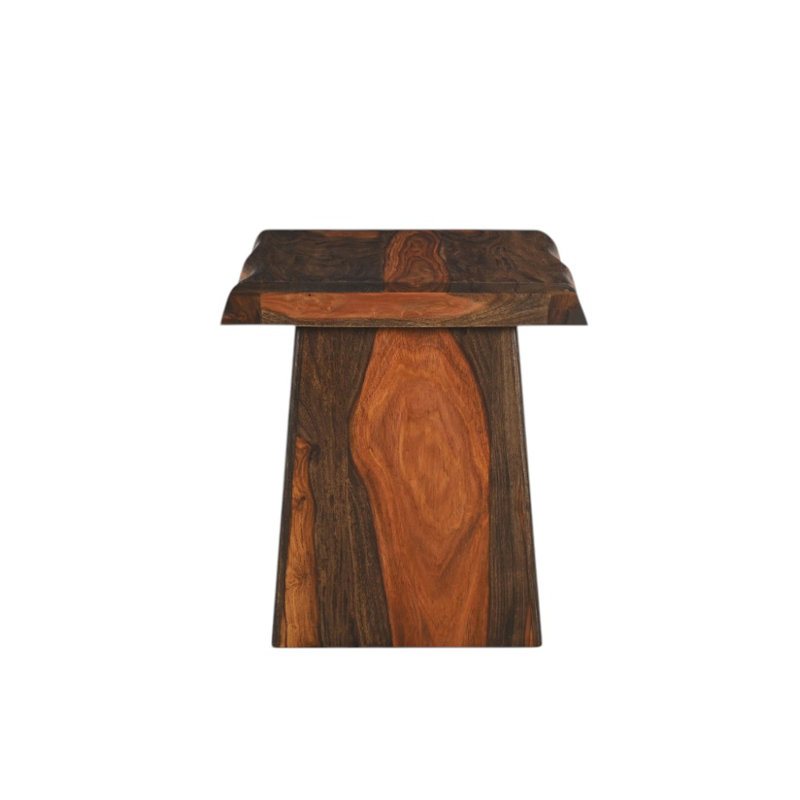 Table de bout carrée 23 po en bois massif brun foncé et brun, Dark Brown