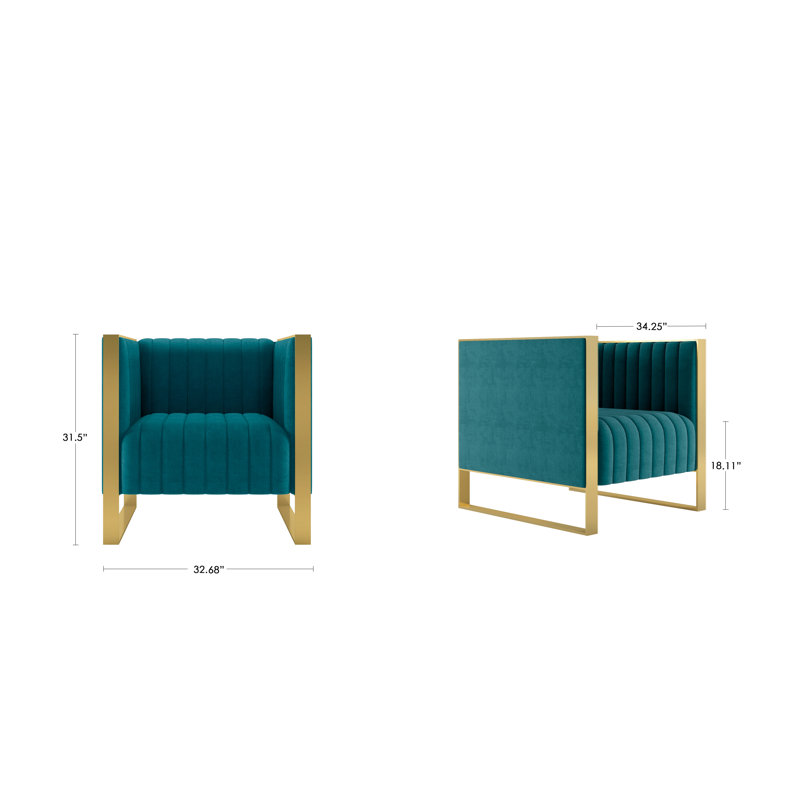 Trillium 3 - Piece Velvet Living Room Set, Teal Velvet