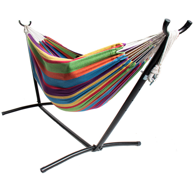 Julio 2 Person Camping Hammock with Stand, Caribbean Rainbow