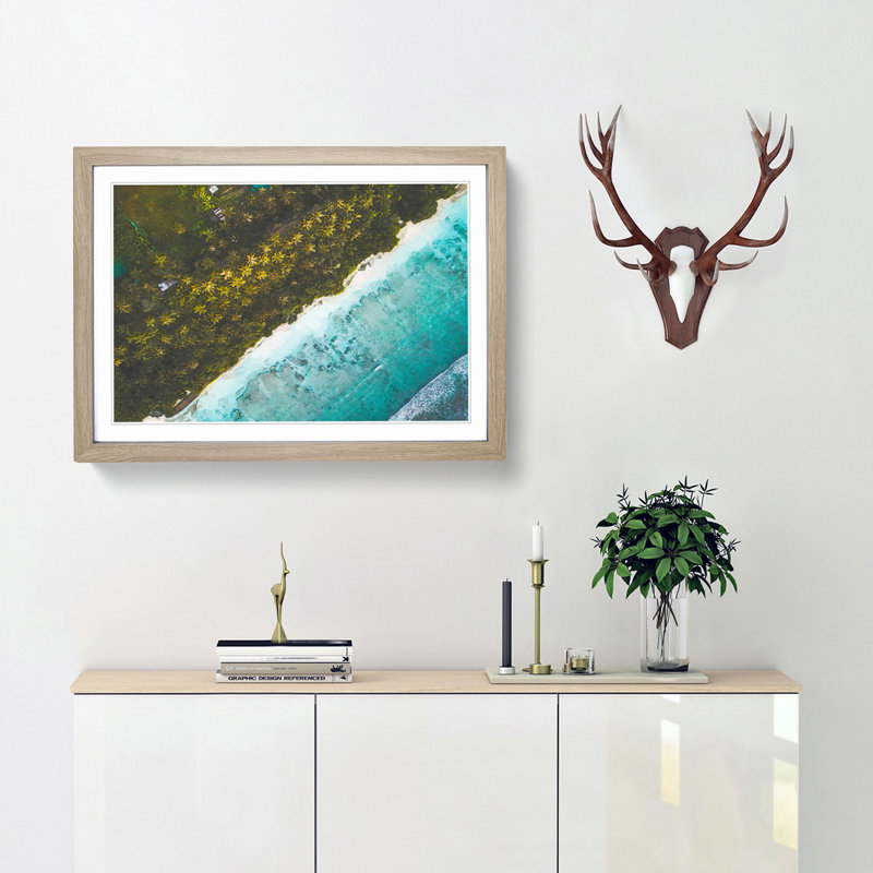 The Beautiful Maldives - Picture Frame Graphic Art Print, 48cm H x 65cm W x 2cm D, Oak Framed