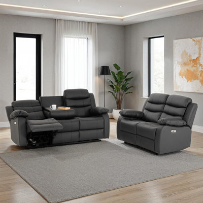 5 Seater Faux Leather Electric Reclining Sofa