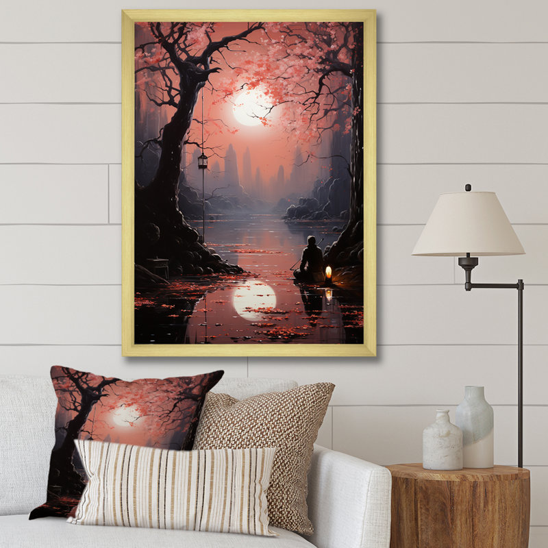 Divine Sanctuary In Meditation Pose III - Meditation Wall Art, Gold Single Picture Framed, 44" H x 34" W x 1.5" D