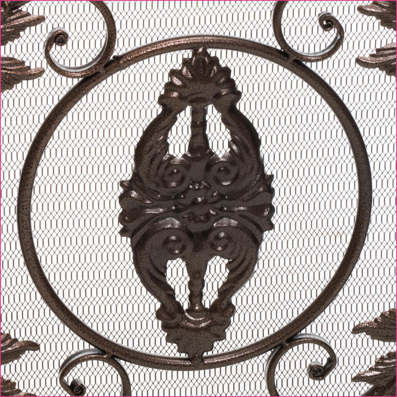 Pare-étincelles pliable 3 panneaux Traditional | Noir et or | Fer, Noir et or