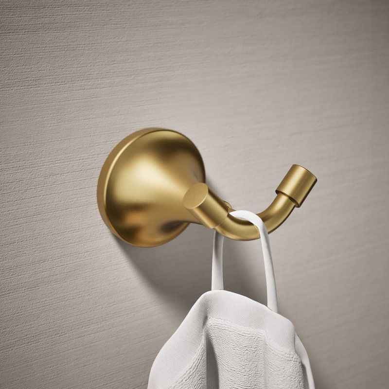 Tone Wall Mounted Robe Hook, Vibrant Brushed Moderne Brass