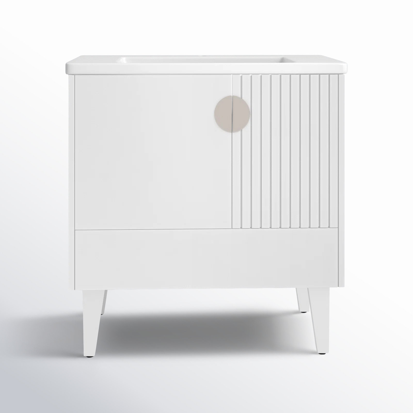 Saimah 30'' Single Bathroom Vanity, White Matte, Satin Nickel