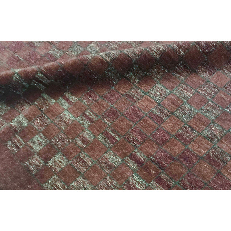 Hand-Knotted High-Quality Burgundy and Brown Area Rug