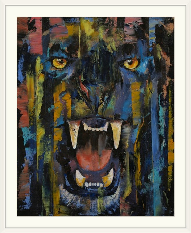 « panther » par reproduction d’impression Michael Creese, Cadre blanc, H 23 po x l 20 po x P 1 po