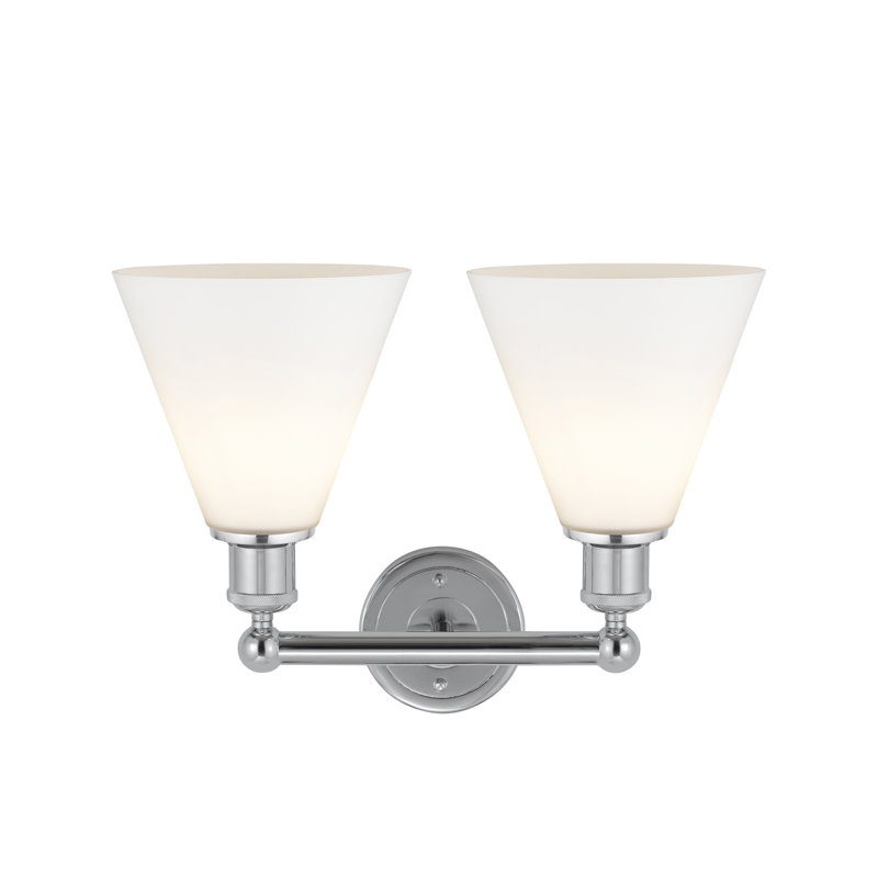 Éclairage de salle de bain à 2 lumières à intensité variable Mallery, Chrome poli, Blanc mat