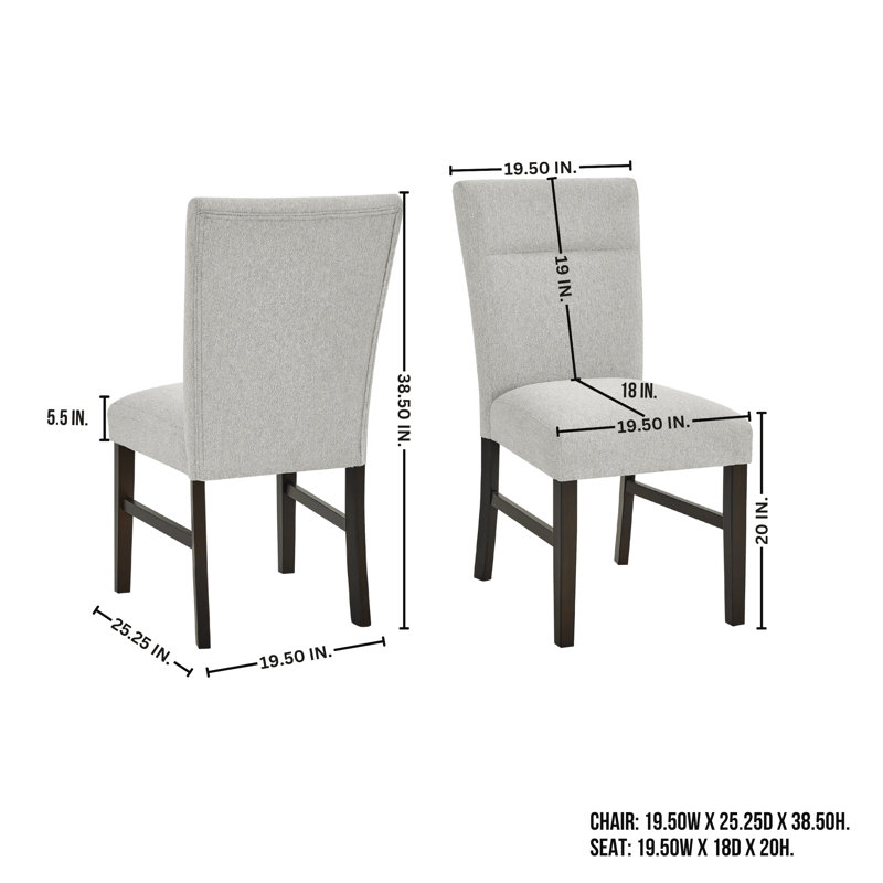 Rebeca Contemporary Upholstered Dining Chairs, Set Of 2, Grey