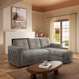 Reversible Velvet Sofa Bed With Storage Function