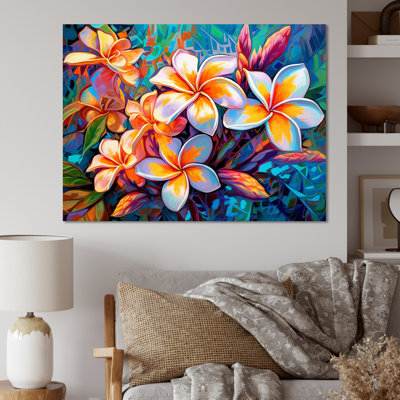 Art tropical sur toile, plumeria tropical