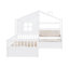 Lit simple avec canapé, lit plateforme pour enfants avec deux tiroirs et tablette de rangement-288586766