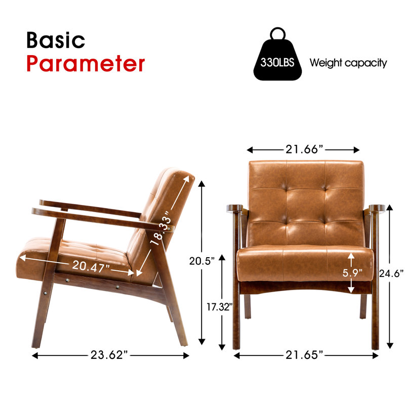 Deveral Faux Leather Armchair, Caramel Solid, Solid