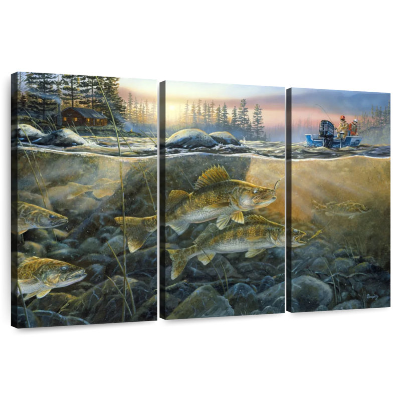 Brampt Walleyes On The Rocks, 14" H x 23" W