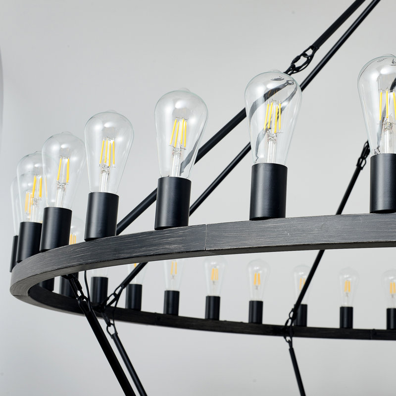 Lustre noir 59 po , H 49,61 po x l 59 po x P 59 po, Noir mat, 54 lumières