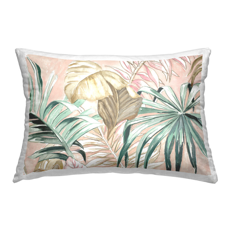 Coussin décoratif à motif de feuilles tropicales douces par Patricia Pinto