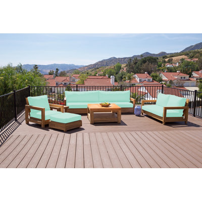 Crelake Teak 7 - Person Patio Conversation Set with Cushions