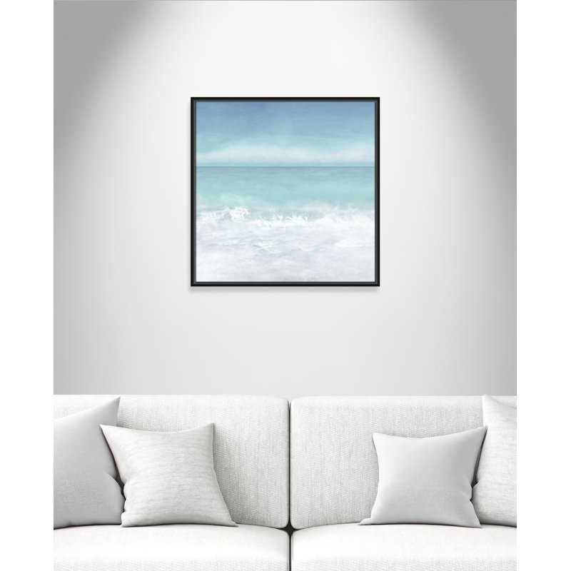 «Tranquil Ocean Waves Beach II» par Christine Zalewski, Toile avec cadre, 25.5'' W x 25.5'' H, Cadre flottant noir